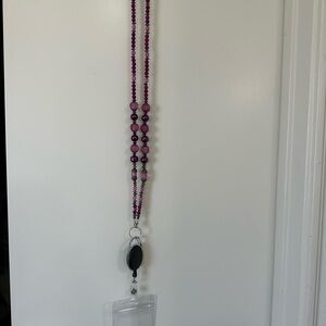 Purple Beaded Lanyard Necklace